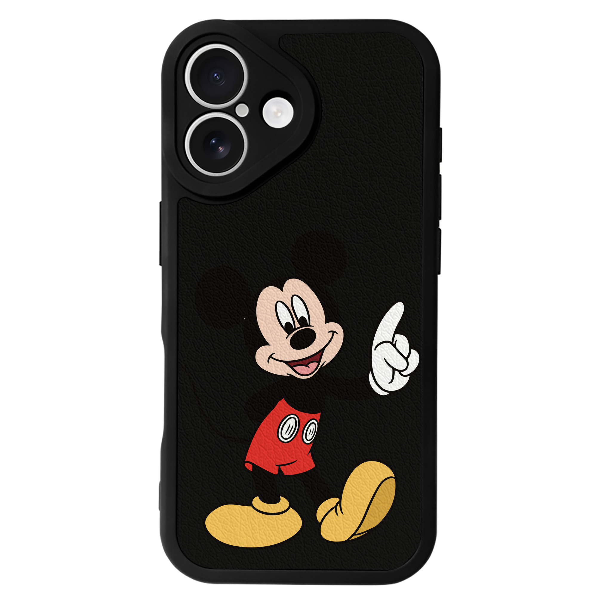 （画像用） ミッキーマウス Mickey Mouse 【iPhone 16シリーズ対応】シリコンスマホケース（レザー調） 材質：シリコン